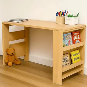 Bureau multifonctionnel pour tout-petits Table Montessori pour enfants Table de rangement en bois pour bricolage Bureau Montessori pour enfants avec étagère - Product Image 1