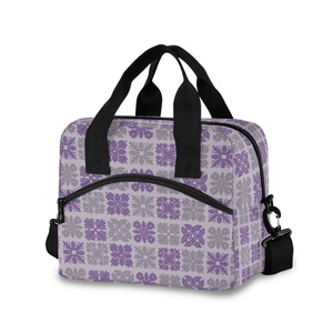 Aloha Collection Bags Hawaiian Purple Quilted Print Design Stylish Polyester Portable Insulated Thermal Cooler Lunch Bag - Product Image 1