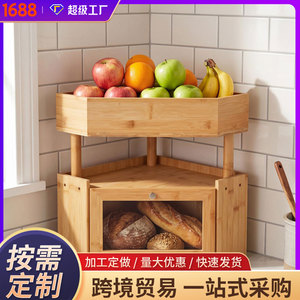 Boîte à pain d'angle en bambou à double couche avec porte en verre pour le rangement sur comptoir de cuisine, idéale pour le pain frais et les collations - Product Image 5