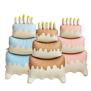 Palloncini Decorativi a Forma di Torta di <span class=keywords><strong>Compleanno</strong></span> in Alluminio da <span class=keywords><strong>60</strong></span>'' Blu Rosa Verde Marrone per Feste Palloncini Opachi - Product Image 3