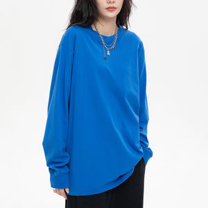 T-shirt à manches longues pour homme, en coton 100%, 240GSM, uni, surdimensionné, streetwear, avec logo personnalisé, de haute qualité - Product Image 3