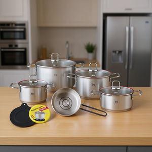 ELO <b>Cookware</b> Set 6-Piece Stainless Steel Pots With Lids Induction Compatible - Product Image 3