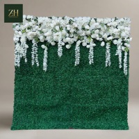 Chique groene bladeren met verspreide witte bloemen zijden kunstbloemen wandpaneel voor strandbruiloftdecoratie