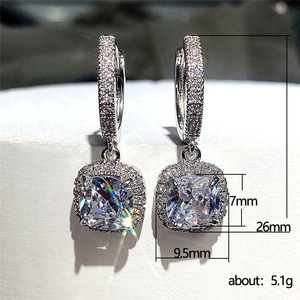 Orecchini Pendenti con Pietre Scintillanti a Forma Quadrata per Donne, Eleganti Gioielli da Ufficio - Product Image 6