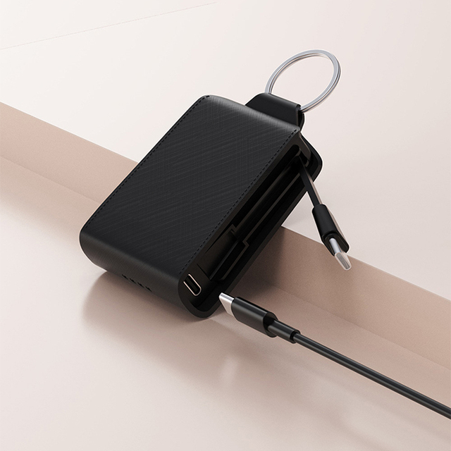 Custom Logo Portable Charger 5W 2000mAh Mini Keychain Power Bank Built-in Cables Small Emergency Powerbank