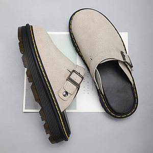 Mules mi-ouvertes en cuir véritable pour hommes et femmes, chaussures à semelle épaisse, sabots confortables pour enfants, sandales personnalisées - Product Image 2