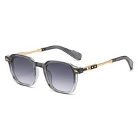 Lunettes de soleil carrées noires et dorées, protection UV400, monture en PC rétro de luxe, lunettes de soleil pour hommes et femmes
