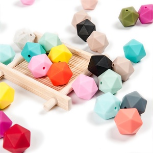 Cadena para chupete de dentición para bebé, juguete masticable de gran calidad, sin BPA, DIY, 14mm, icosaedro suelto a granel, cuentas de silicona - Product Image 1