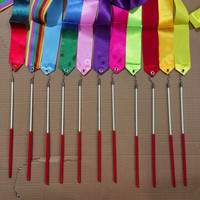 Rubans de danse multicolores légers et populaires de 4 m, rubans de gymnastique rythmique artistiques avec baguette antidérapante