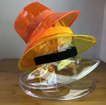 पारदर्शी पीवीसी बारिश टोपी, महिलाओं नरम प्लास्टिक स्पष्ट टोपी सूरज टोपी का छज्जा टोपी पीवीसी पारदर्शी जेली बाल्टी टोपी (काला)