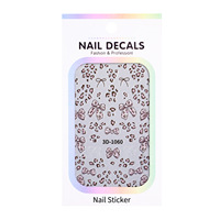 Autocollants 3D en plastique auto-adhésifs pour ongles Qianya Valentine Leopard Bow, support OEM/ODM par modèle, 500 pièces