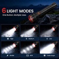 Lampe torche LED personnalisée OEM 15000 lumens, super lumineuse, robuste, grande taille, tactique, en alliage d'aluminium, étanche, rechargeable par USB, IP66
