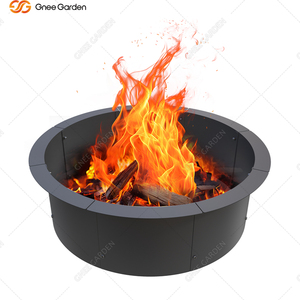 Anneau de foyer rond en acier Corten noir de 35.4 "doublure de feu de camp bricolage facile à assembler pour la décoration de jardin et les cheminées extérieures - Product Image 2