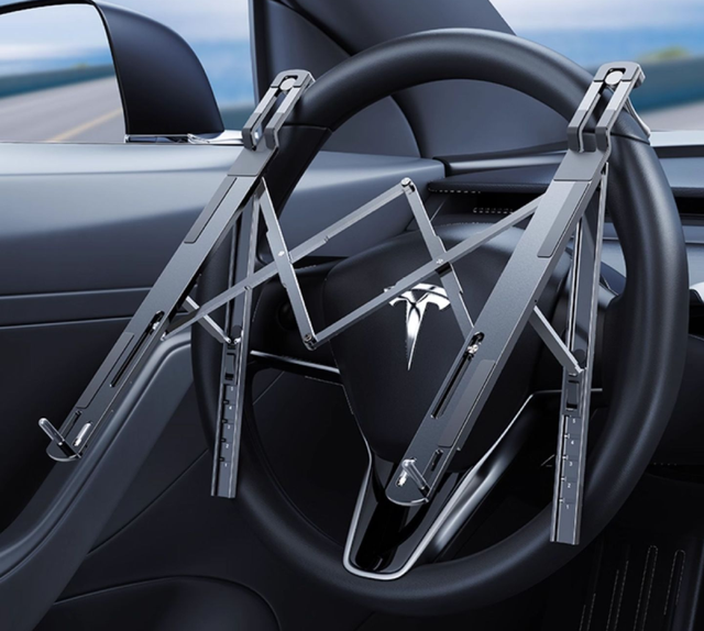 Car Laptop Mount Steering Wheel Tray Holder, Height Adjustable Car Desk for Laptop Computer Tablet