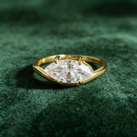 Bague de fiançailles en moissanite taille marquise, argent sterling 925 plaqué or 18 carats, sertissage griffe, bijoux minimalistes pour femme
