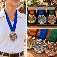 Médailles de Compétition Sportive Personnalisées 30 KM 50 KM 80 KM, Récompenses Équestres d'Endurance avec Rubans Tissés, Fabricant de Médailles OEM ODM