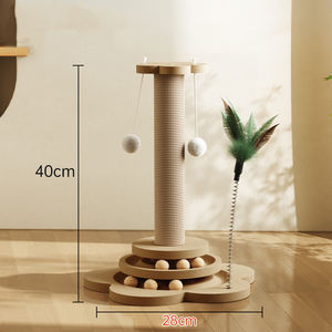 Papan Cakar Kucing dari Kayu Solid yang Tahan Lama dengan Tongkat Lucu, Bola, dan Sisal, Perlengkapan Kucing Ramah Lingkungan, Tiang Panjat dan Genggam untuk Kucing - Product Image 3
