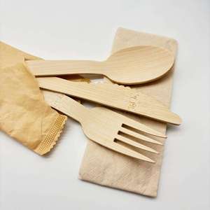 Kit de Couverts Portables en Bambou Biodégradable Certifié FSC pour Voyage, Camping et Dîner – Vente en Gros - Product Image 2