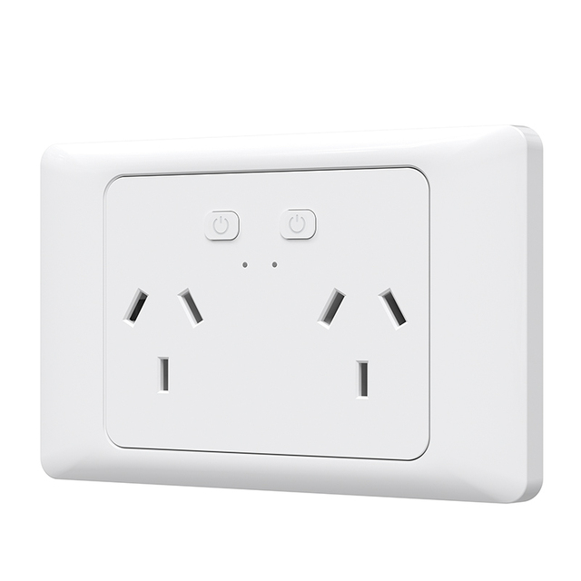 SAA Certification White Power Wall Switch Socket 2 Gang Australian WiFi Smart Socket