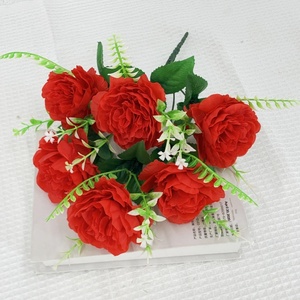 Rose artificielle à tige unique en soie plastique, teinte à la main, petit bouquet pour la décoration intérieure - Product Image 1