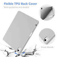 Étui pour tablette 10,9 pouces en cuir PU à design simple, pliable en trois parties, avec support et dos souple en TPU, pour iPad Air 4/Air 5, avec emplacement pour stylet