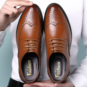 Chaussures en cuir pour hommes, style britannique, formelles, brodées, pour le bureau, décontractées, grandes tailles - des - Product Image 5