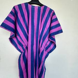 <b>Indian</b> Cotton Handmade Bohemian Striped Floor-Length A-Line <b>Kaftan</b> Maxi Dress for Women Breathable Sleepwear Gift - Product Image 6