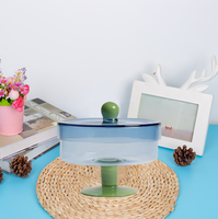 Boîte alimentaire en verre coloré, vente en gros, bocal de rangement en verre pour noix de cuisine avec support en verre et couvercle