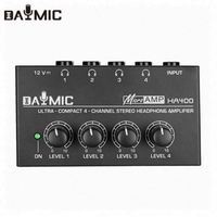 DAYMIC HA400 Profesional 4-Channel Portable Metal Black Headphone Amplifier Home Monitor Suara Berkualitas Tinggi