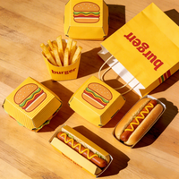 Boîtes à emporter jetables biodégradables écologiques pour burgers et frites, avec poignée, option de logo personnalisé en relief