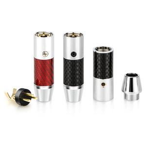RASANTEK Three-Core 3 Pin Black And <strong>Red</strong> Carbon Fiber Female XLR <strong>Audio</strong> Plug With Internal Thread 24K Gold Plated XLR Connector
