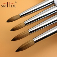 Pinceau professionnel pour nail art en poils de Kolinsky pur, avec manche en métal, durable, taille 5mm-15mm, Socheal WH-036 pour manucure