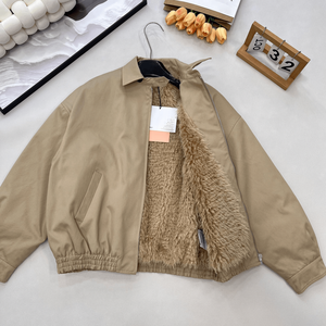 Women Collared Zip Up Bomber <b>Jacket</b> Elastic Waist Casual Harrington Outerwear - Product Image 3