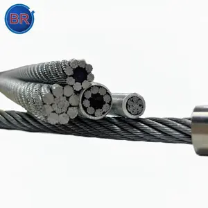 Diamètre du câble en acier 1mm à 80mm Construction en acier à haute teneur en carbone galvanisé Câble en acier non galvanisé 6 X Aisi HEB