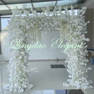 EG-WD68 White Wedding Arch Flower With Green Artificial Wedding Flowers For Metal Arch Square With Flower