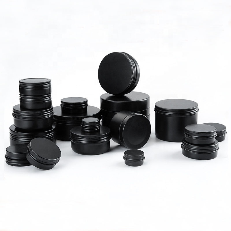 LZ Pack Stock 5 мл 250 мл круглый винтовой колпачок алюминиевые упаковочные банки с индивидуальным логотипом матовые черные металлические жестяные банки для свечей с крышками