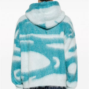 Maßgefertigter OEM & ODM Mohair-Pullover Langarm Gestrickter Flauschiger Mohair <span class=keywords><strong>Bonsai</strong></span>-Wellen Strick-Hoodie - Product Image 5