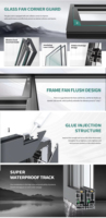 Ventanas/Puertas Corredizas de Aluminio con Rotura de Puente Térmico AOSTTER, Modernas para Exteriores, Vidrio Aislante, Triple Acristalamiento Templado, Insonorizadas