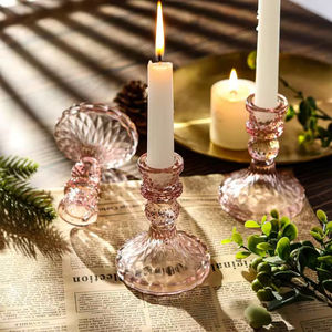 Candelabro de Vidrio Resistente con Base Gruesa y Cónica, Decoración de Lujo Europea para Cenas y Bodas, Candelabro de Cristal para Mesa - Product Image 3