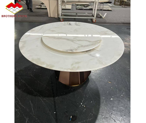 <span class=keywords><strong>Tavolo</strong></span> da Pranzo in Marmo Naturale con Piano Girevole, <span class=keywords><strong>Gambe</strong></span> in Metallo, Finitura Lucida, Design Moderno <span class=keywords><strong>per</strong></span> Cucina e Bagno, Lussuoso - Product Image 2