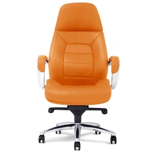 <span class=keywords><strong>Chaise</strong></span> <span class=keywords><strong>de</strong></span> <span class=keywords><strong>bureau</strong></span> classique haut <span class=keywords><strong>de</strong></span> gamme en cuir, <span class=keywords><strong>chaise</strong></span> <span class=keywords><strong>de</strong></span> direction ergonomique, pivotante, orange, avec vérin à gaz, en cuir - Product Image 1