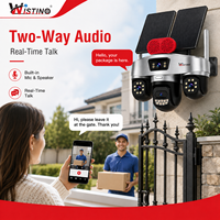 Caméra solaire Wistino 16W à double panneau solaire, 12000mAh, carte SIM 4G, quatre objectifs, quatre écrans, 3PTZ, double haut-parleur, alarme, caméra solaire AOV