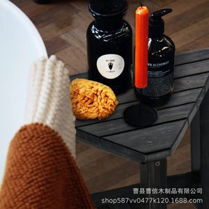 Tabouret de douche en bois Cao Xin noir, siège de bain d'angle, taille personnalisable, utilisation en salle de bain - Product Image 3