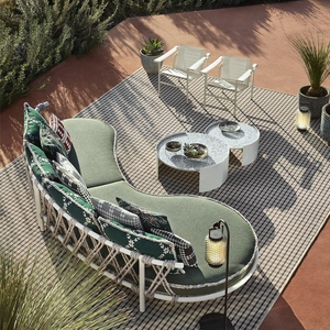 أثاث حدائق بإطار من الألومنيوم مع نسيج حبال، طقم أريكة للشرفة، أريكة فاخرة للباحة، أريكة خارجية منحنية - Product Image 2