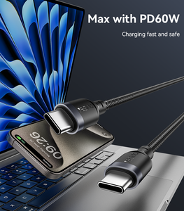 YesIDo CA190 1.2M PD 60W ชาร์จเร็ว Type-C ถึง Type-C สูงสุดด้วยสายเคเบิลข้อมูลแบบถัก480Mbps - Product Image 4
