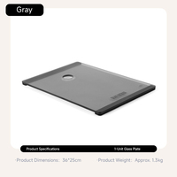 Plateau de table en verre trempé pour camping extérieur, unité IGT demi-plateau gris, accessoire de qualité supérieure, pièces de table au design moderne