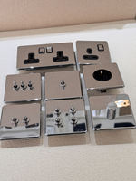 Interruptor de palanca moderno de 86 mm para pared, 1/2 GANG, panel de acero inoxidable, cromo espejo plateado, estándar del Reino Unido, 10A, con toma USB tipo C