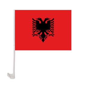 Drapeau de <span class=keywords><strong>voiture</strong></span> promotionnel personnalisé de l'Albanie, 12 x 18, en polyester, avec tige en plastique - Product Image 1