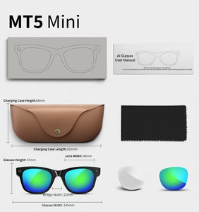 Gafas Inteligentes MT5 Mini con IA, Cámara de 8MP 1080P, Estuche de Carga, Traducción por IA, Asistente de Voz, Micrófono Dual ENC Estéreo para Mujer - Product Image 6