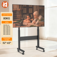 Chariot mobile pour téléviseur en acier robuste, réglable en hauteur manuellement, capacité de 90 kg, support pour écran de 100 pouces, inclinaison de 25 degrés, VESA 600x400